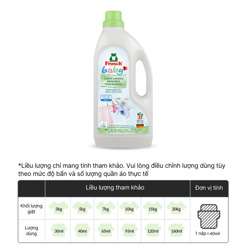 Chai Nước Giặt Dùng Cho Trẻ Em Hữu Cơ Frosch 1.5L